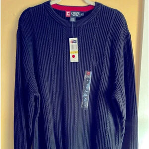 NWTChaps Ralph Lauren Cable Knit Sweater Long Sleeve Navy Cotton 133608 Men’s M